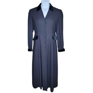 NEW Vintage Laura Ashley black goth velvet‎ cuff long victorian coat jacket 12